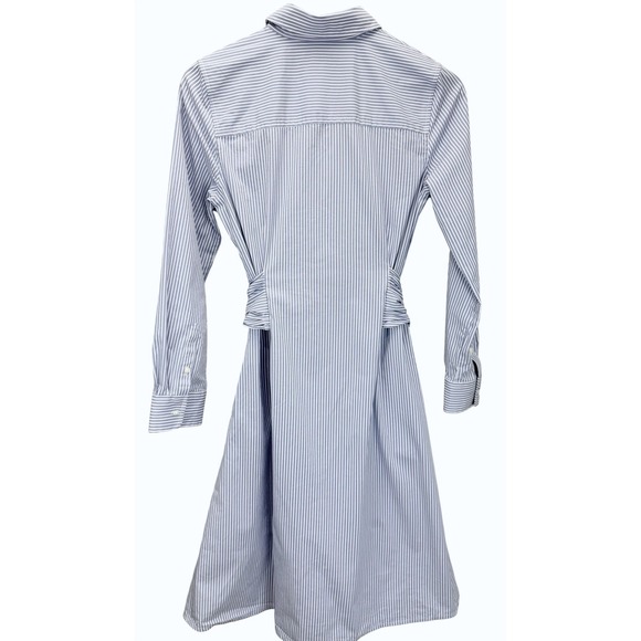 UNTUCKit Madison Striped Shirt Dress Womens Size 4 Blue White Tie Waist Classic - Picture 3 of 6